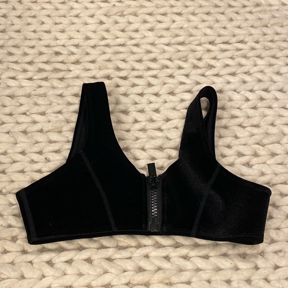 Hoaka Swim Neoprene & velvet zip Bikini tops XS